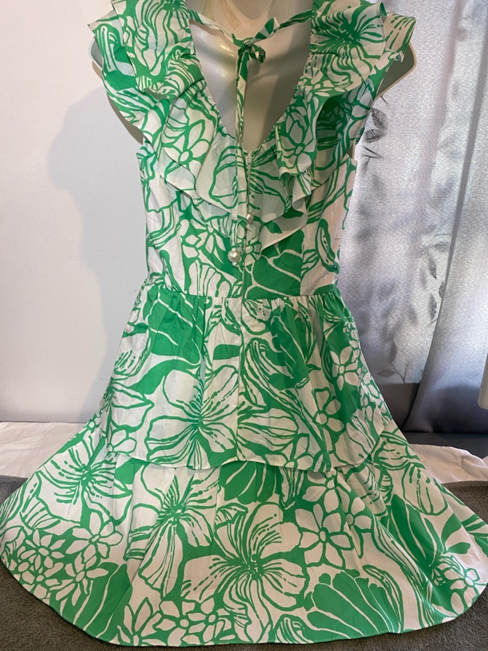 Lilly Pulitzer Green and White Floral Midi Dress - Picture 3 of 8